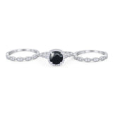 Three Piece Round Natural Stone Bridal Ring