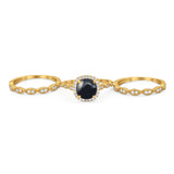 Three Piece Round Natural Stone Bridal Ring