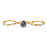 Three Piece Round Natural Stone Bridal Ring