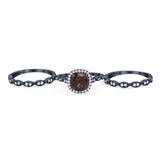Three Piece Round Natural Stone Bridal Ring
