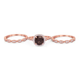 Three Piece Round Natural Stone Bridal Ring