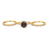 Three Piece Round Natural Stone Bridal Ring