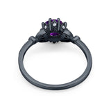 Floral Accent Round Natural Stone Ring