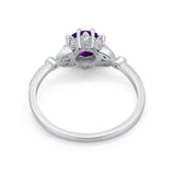 Floral Accent Round Natural Stone Ring