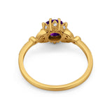 Floral Accent Round Natural Stone Ring