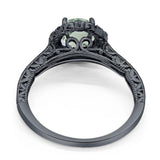 Art Deco Round Natural Stone Wedding Ring