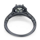 Art Deco Round Natural Stone Wedding Ring