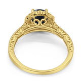 Art Deco Round Natural Stone Wedding Ring