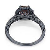 Art Deco Round Natural Stone Wedding Ring