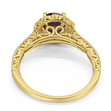 Art Deco Round Natural Stone Wedding Ring