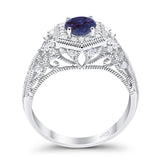 Art Deco Round Natural Stone Filigree Ring