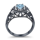 Art Deco Round Natural Stone Filigree Ring