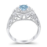 Art Deco Round Natural Stone Filigree Ring