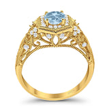 Art Deco Round Natural Stone Filigree Ring