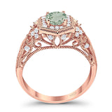 Art Deco Round Natural Stone Filigree Ring