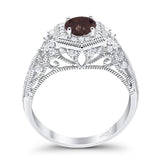 Art Deco Round Natural Stone Filigree Ring