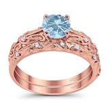 Two Piece Round Natural Stone Bridal Ring