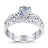 Two Piece Round Natural Stone Bridal Ring