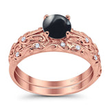 Two Piece Round Natural Stone Bridal Ring