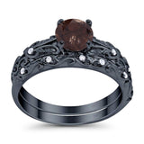 Two Piece Round Natural Stone Bridal Ring