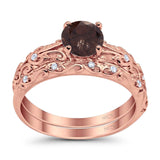 Two Piece Round Natural Stone Bridal Ring