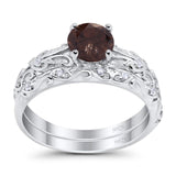 Two Piece Round Natural Stone Bridal Ring