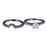 Two Piece Round Natural Stone Bridal Ring