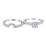 Two Piece Round Natural Stone Bridal Ring