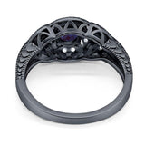 Art Deco Round Natural Stone Leaf Style Ring