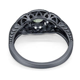 Art Deco Round Natural Stone Leaf Style Ring