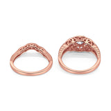 Two Piece Round Natural Stone Bridal Ring