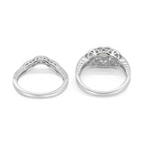 Two Piece Round Natural Stone Bridal Ring