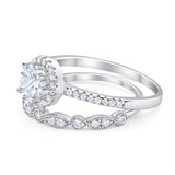 Two Piece Round Natural Stone Bridal Ring