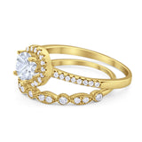 Two Piece Round Natural Stone Bridal Ring