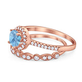 Two Piece Round Natural Stone Bridal Ring