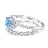 Two Piece Round Natural Stone Bridal Ring