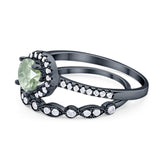 Two Piece Round Natural Stone Bridal Ring