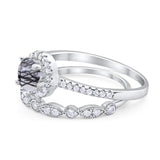 Two Piece Round Natural Stone Bridal Ring