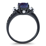 Art Deco Round Natural Stone Three Stone Ring