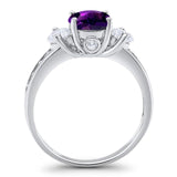 Art Deco Round Natural Stone Three Stone Ring