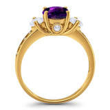 Art Deco Round Natural Stone Three Stone Ring