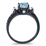 Art Deco Round Natural Stone Three Stone Ring