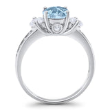 Art Deco Round Natural Stone Three Stone Ring