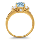 Art Deco Round Natural Stone Three Stone Ring