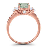 Art Deco Round Natural Stone Three Stone Ring