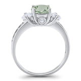 Art Deco Round Natural Stone Three Stone Ring