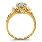 Art Deco Round Natural Stone Three Stone Ring