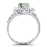 Art Deco Round Natural Stone Three Stone Ring