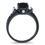 Art Deco Round Natural Stone Three Stone Ring