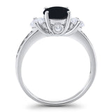 Art Deco Round Natural Stone Three Stone Ring
